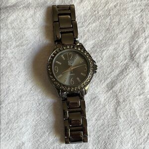 Elegant Silver-Tone Watch with Crystal Accents NY&C